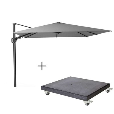 Challenger T² zweefparasol - premium doek | 300x300cm met Modena parasolvoet 90kg | Manhattan