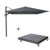 Challenger T² zweefparasol | 350x260cm met Modena parasolvoet 120kg | antraciet