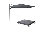 Challenger T² zweefparasol | 350x260cm met Modena parasolvoet 120kg | antraciet