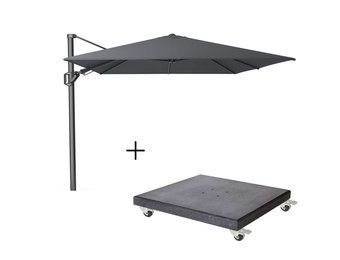 Challenger T² zweefparasol | 350x260cm met Modena parasolvoet 120kg | antraciet
