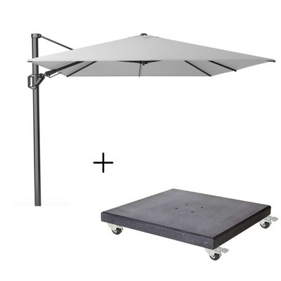 Challenger T² zweefparasol | 350x260cm met Modena parasolvoet 120kg | Light Grey