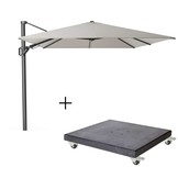 Challenger T² zweefparasol - premium doek | 350x260cm met Modena parasolvoet 120kg | Manhattan