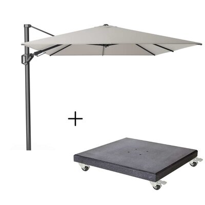 Challenger T² zweefparasol - premium doek | 350x260cm met Modena parasolvoet 120kg | Manhattan