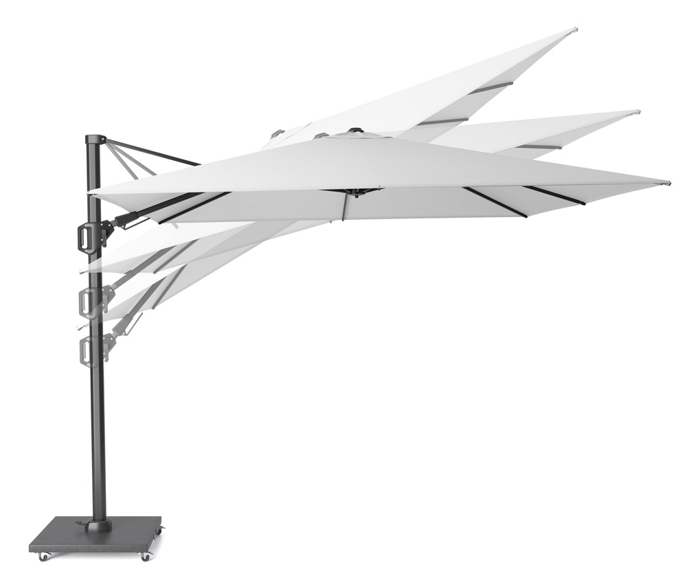 Challenger T² zweefparasol - premium doek | 350x260cm met Modena parasolvoet 120kg | Manhattan