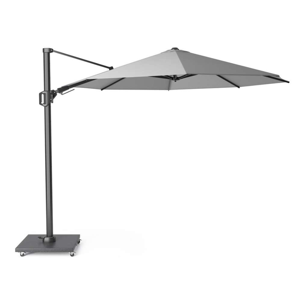 Challenger T² zweefparasol | Ø350cm rond met Modena parasolvoet 120kg | Light grey