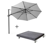 Challenger T² zweefparasol | Ø350cm rond met Modena parasolvoet 120kg | Light grey