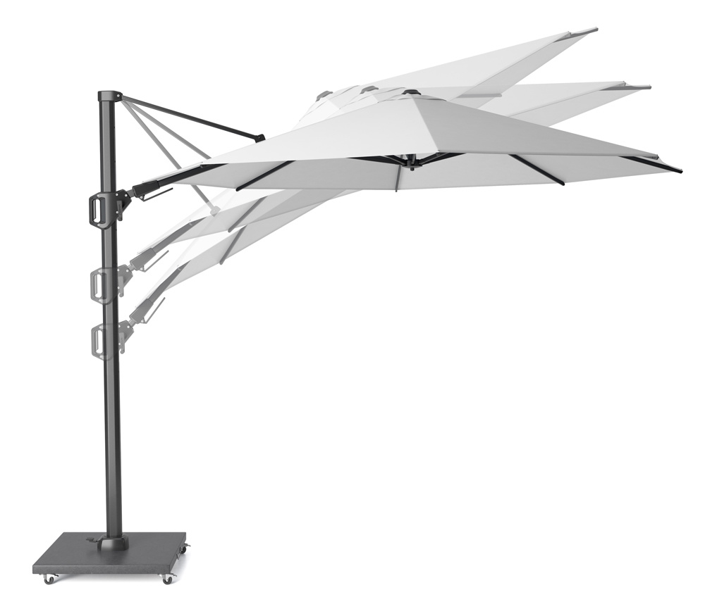 Challenger T² zweefparasol | Ø350cm rond met Modena parasolvoet 120kg | taupe