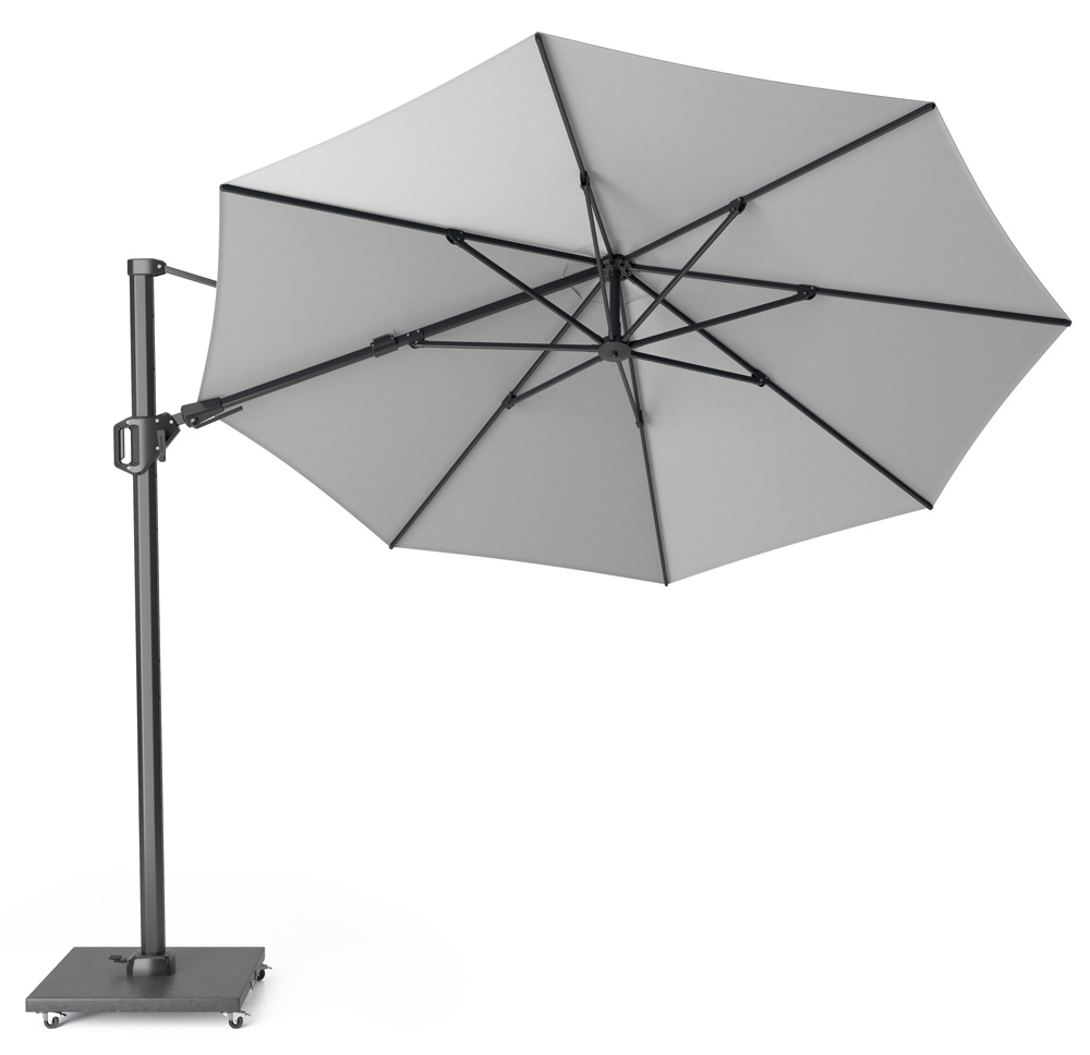 Challenger T² zweefparasol | Ø350cm rond met Modena parasolvoet 120kg | Light grey