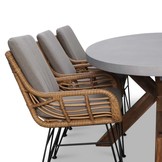 Livorno/Carlos taupe dining tuinset | 6 personen | betonlook + hardhout | 240cm