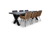 Lyon/Carlos dining tuinset | 6 personen | betonlook + wicker | 250cm