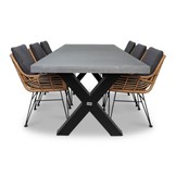 Lyon/Carlos dining tuinset | 6 personen | betonlook + wicker | 250cm