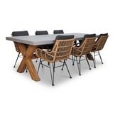 Norwich/Carlos dining tuinset | 6 personen | betonlook + wicker | 250cm