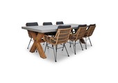 Norwich/Carlos dining tuinset | 6 personen | betonlook + wicker | 250cm