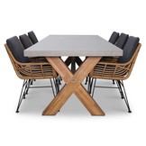 Norwich/Carlos dining tuinset | 6 personen | betonlook + wicker | 250cm