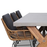 Norwich/Carlos dining tuinset | 6 personen | betonlook + wicker | 250cm