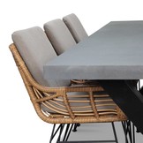Lyon/Carlos taupe dining tuinset | 6 personen | betonlook + hardhout | 250cm