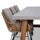 Veltis/Carlos taupe dining tuinset | 6 personen | betonlook + hardhout | 250cm