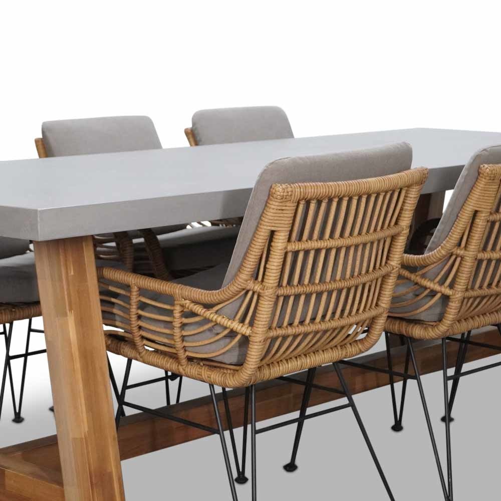 Veltis/Carlos taupe dining tuinset | 6 personen | betonlook + hardhout | 250cm
