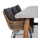 Veltis/Carlos antraciet dining tuinset | 6 personen | betonlook + wicker | 250cm