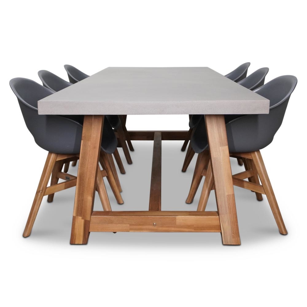 Veltis/Karlstad antraciet dining tuinset 7-delig | betonlook + hardhout | 250cm