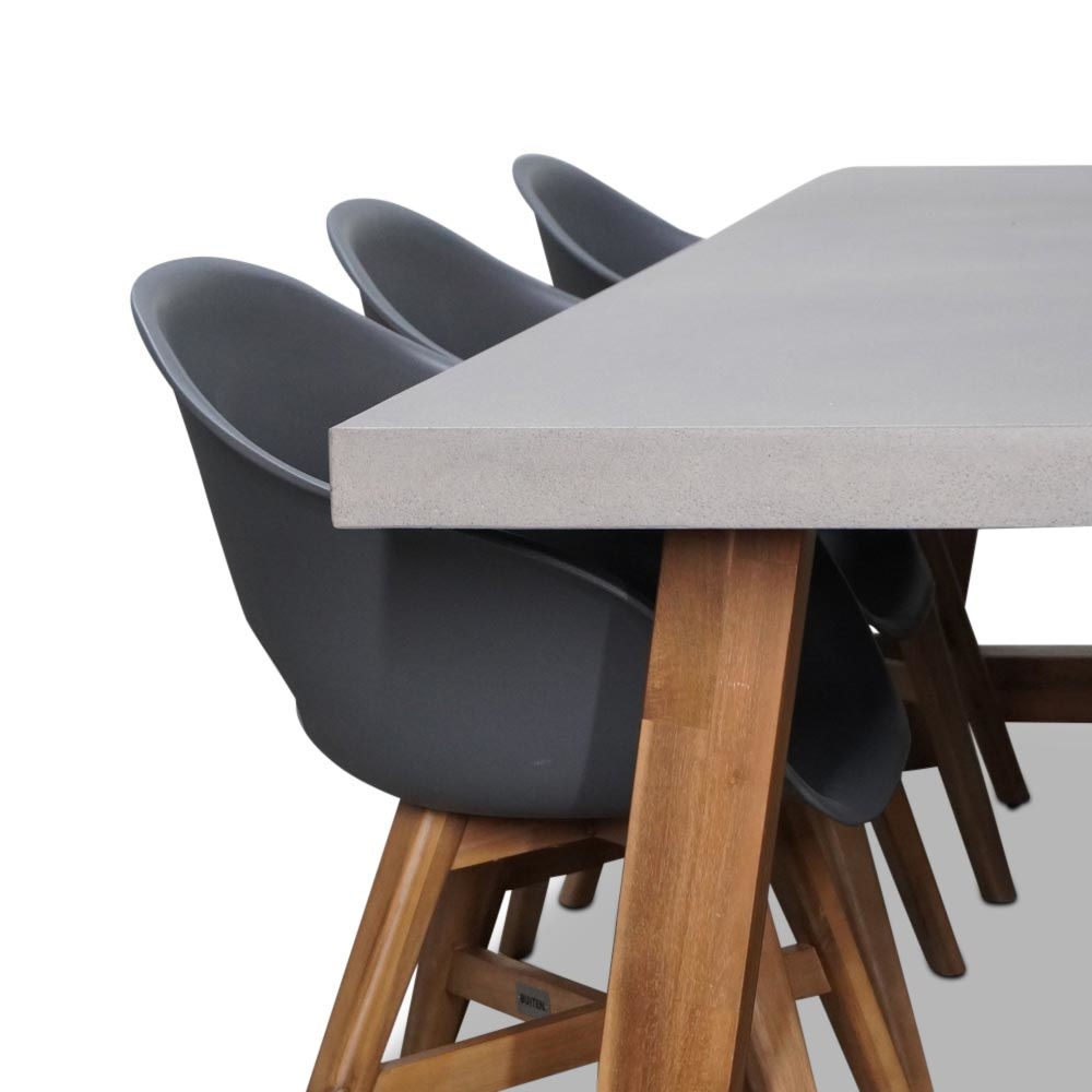 Veltis/Karlstad antraciet dining tuinset 7-delig | betonlook + hardhout | 250cm