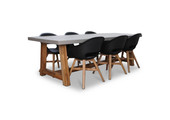 Veltis/Karlstad zwart dining tuinset | 6 personen | betonlook + kunststof | 250cm
