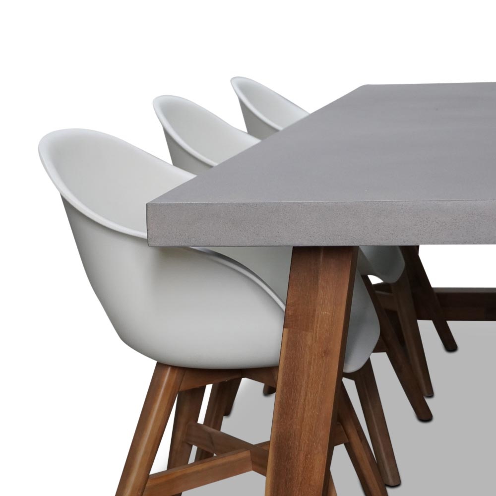 Veltis/Karlstad wit dining tuinset | 6 personen | betonlook + kunststof | 250cm