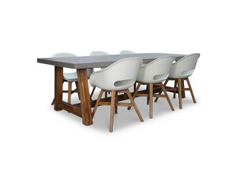 Veltis/Karlstad wit dining tuinset | 6 personen | betonlook + kunststof | 250cm