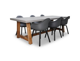 Veltis/Montreux dining tuinset | 6 personen | betonlook + kunststof | 250cm