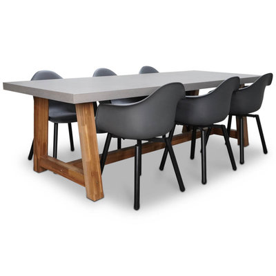 Veltis/Montreux dining tuinset | 6 personen | betonlook + kunststof | 250cm