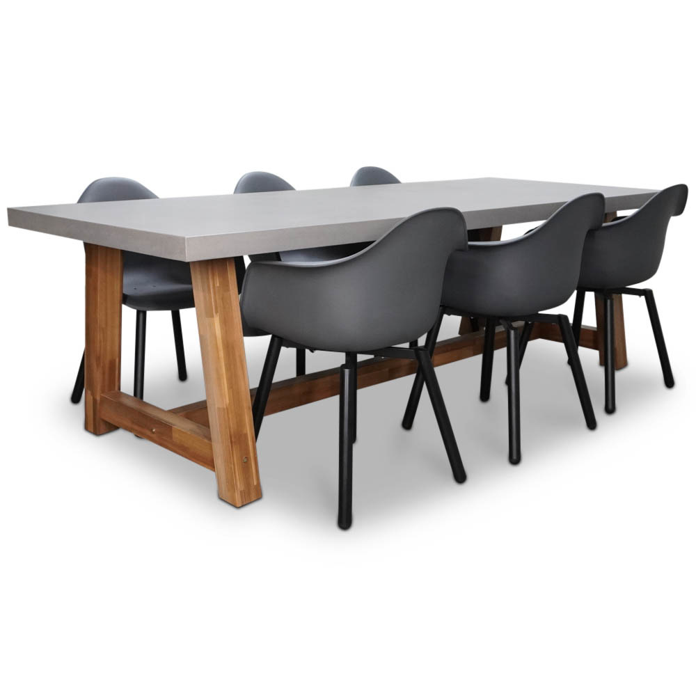 Veltis/Montreux dining tuinset | 6 personen | betonlook + kunststof | 250cm afbeelding
