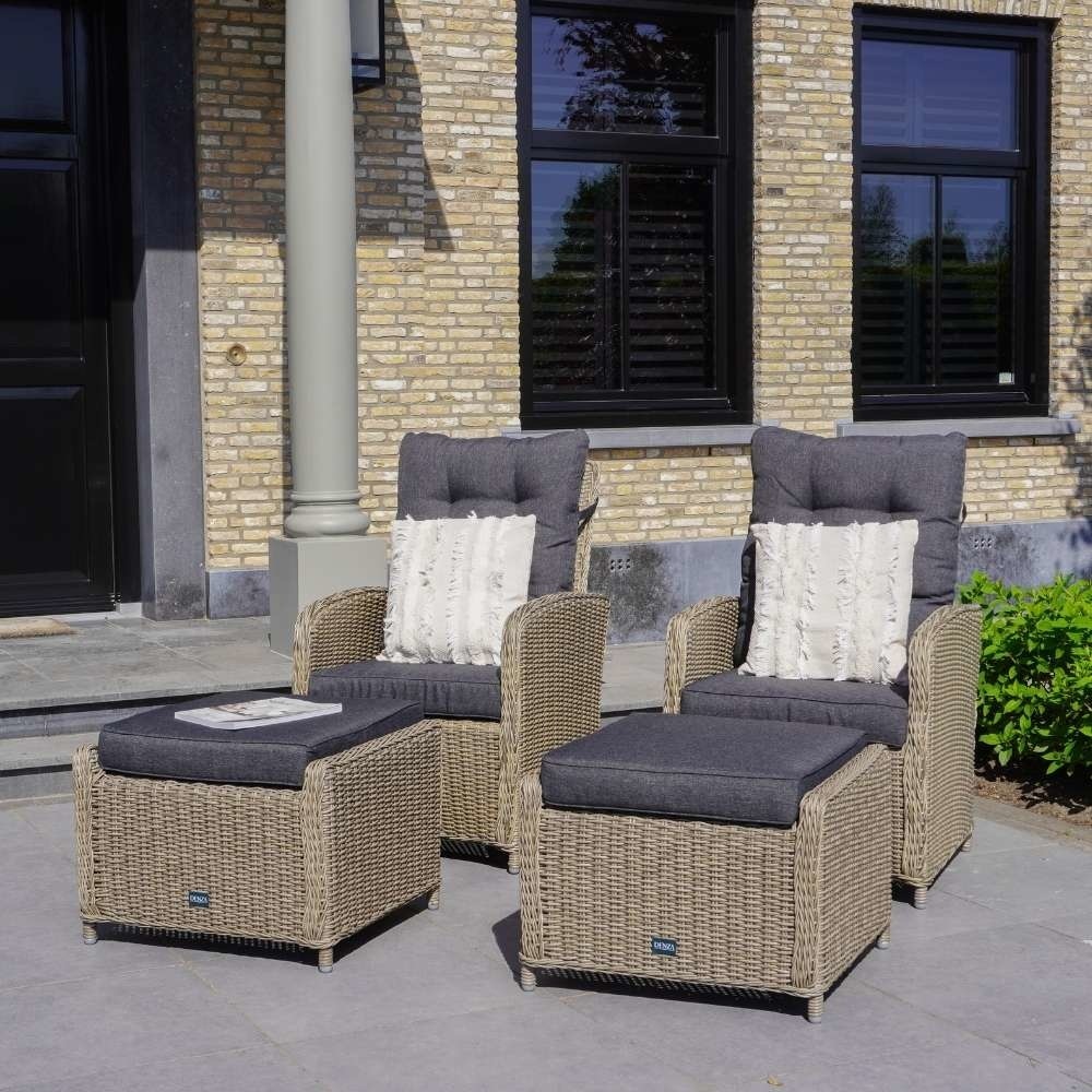 Nola lounge/dining tuinstoel incl. voetenbank | wicker | verstelbaar | New Kobo