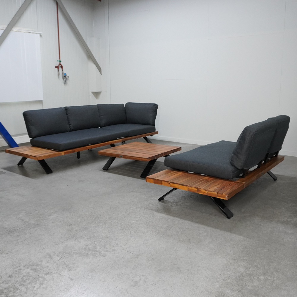 Showmodel - Alvor deluxe hoek loungeset 3-delig | aluminium + hardhout | 245x245cm | antraciet