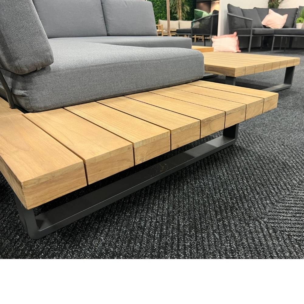 Salvador hoek loungeset 5 personen | aluminium + hardhout | Light Teaklook | 3-delig - 260x260cm