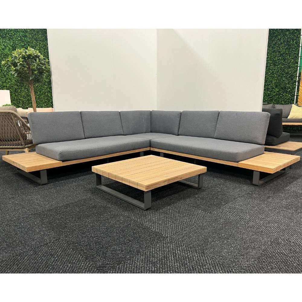 Salvador hoek loungeset 5 personen | aluminium + hardhout | Light Teaklook | 3-delig - 260x260cm