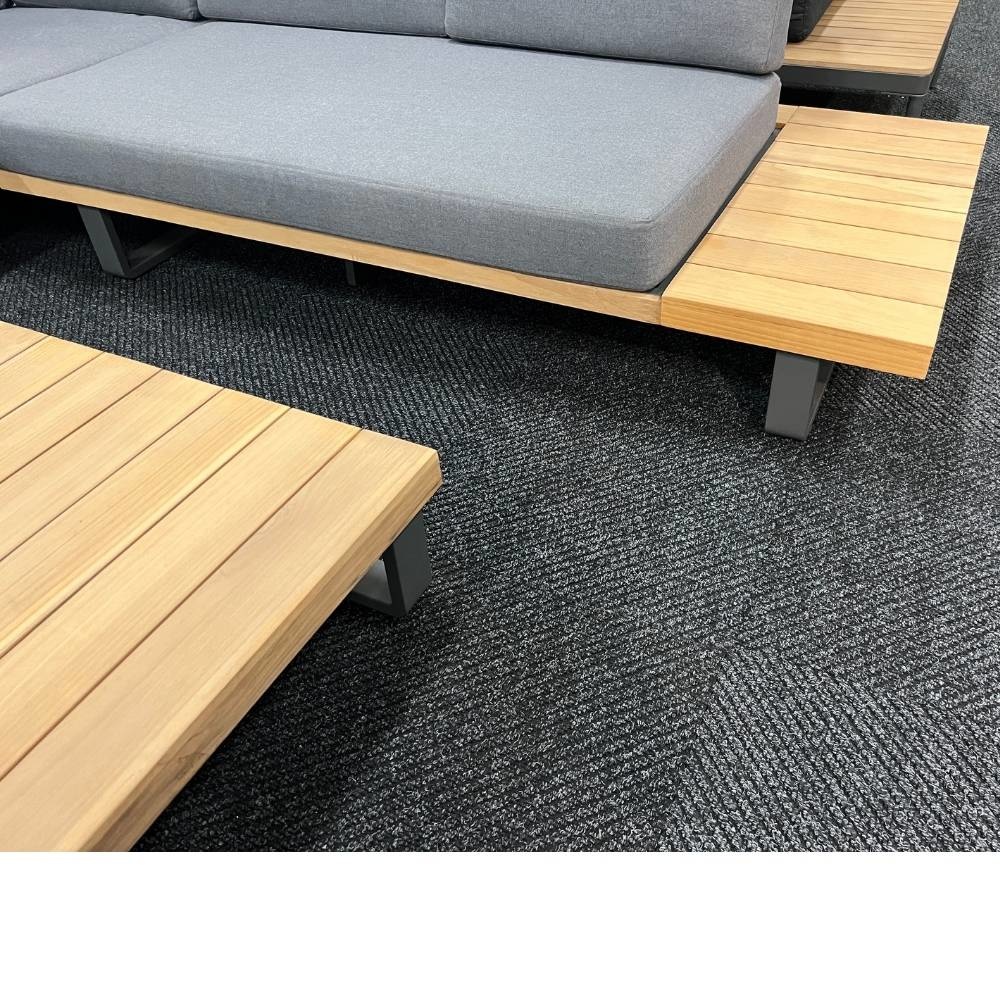 Salvador hoek loungeset 5 personen | aluminium + hardhout | Light Teaklook | 3-delig - 260x260cm