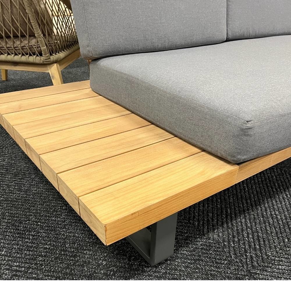 Salvador hoek loungeset 5 personen | aluminium + hardhout | Light Teaklook | 3-delig - 260x260cm