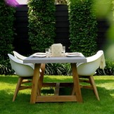 Veltis/Karlstad wit dining tuinset | 4 personen | betonlook + kunststof | 200cm