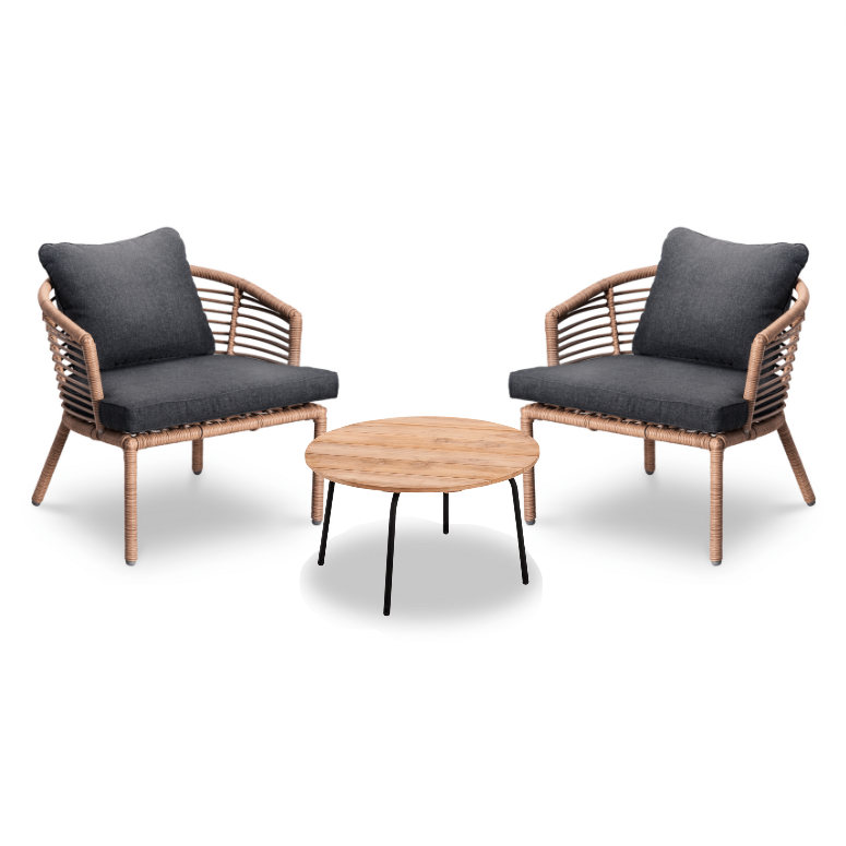 Logan balkonset 3-delig | wicker + hardhout | Bamboo