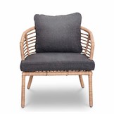 Logan loungestoel tuin | wicker + staal | Bamboo antraciet