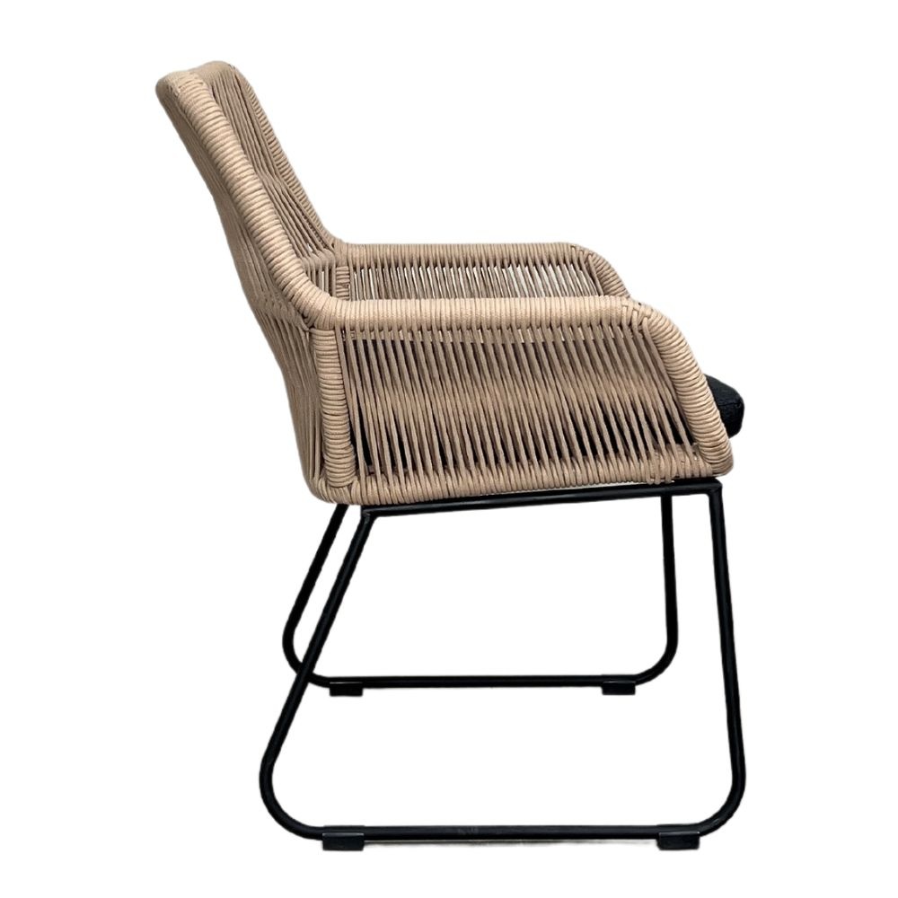 Lyon/Chester zand dining tuinset 7-delig | betonlook + rope | 250cm