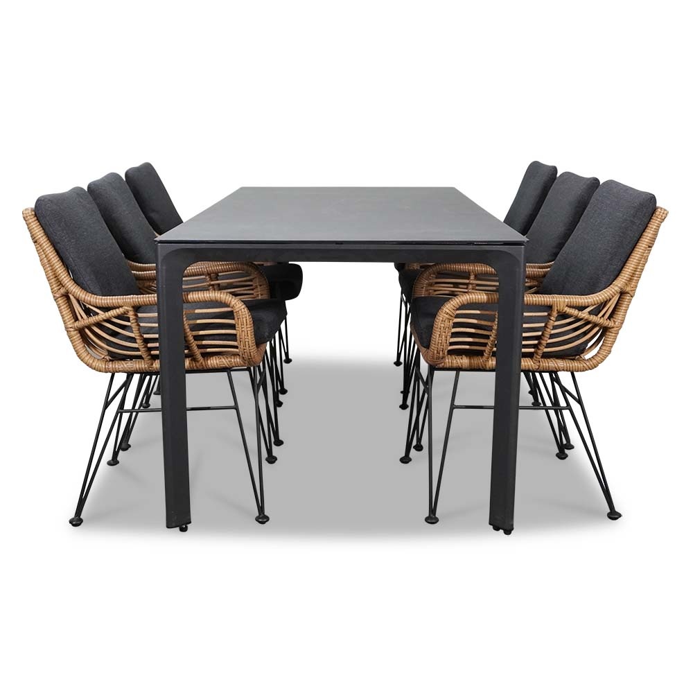 Carcassonne/Carlos dining tuinset 7-delig | aluminium + wicker | 200cm