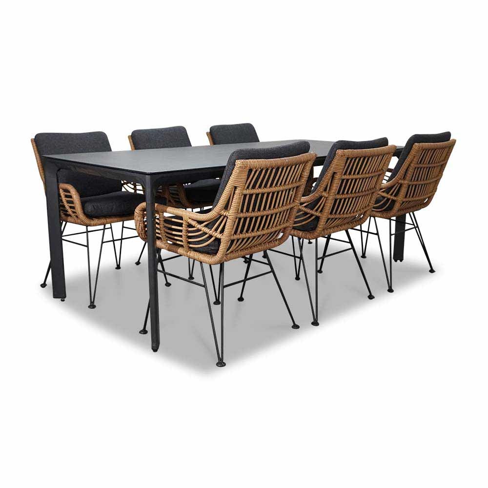 Carcassonne/Carlos dining tuinset 7-delig | aluminium + wicker | 200cm