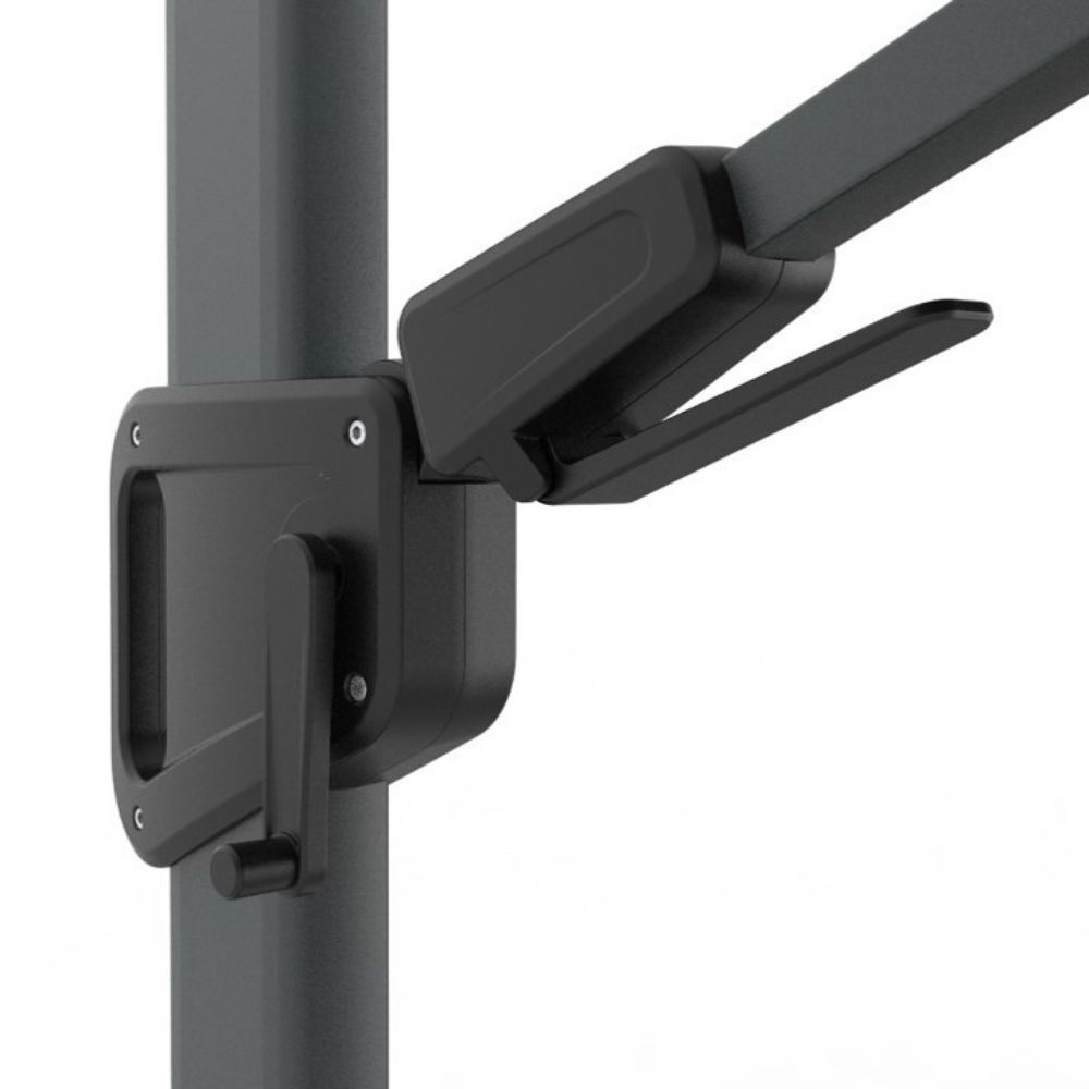 Milano zweefparasol | Ø350cm rond met Modena parasolvoet 90kg | antraciet