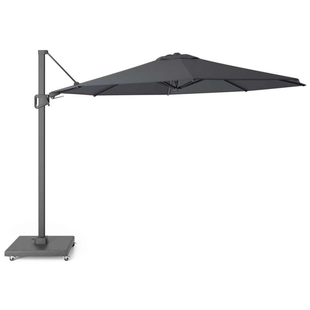 Milano zweefparasol | Ø350cm rond met Modena parasolvoet 90kg | antraciet