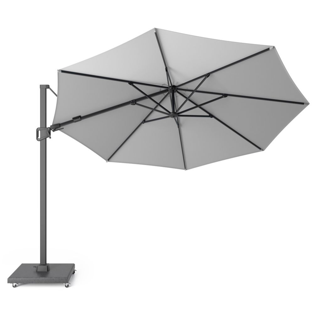 Milano zweefparasol | Ø350cm rond met Modena parasolvoet 90kg | Light Grey