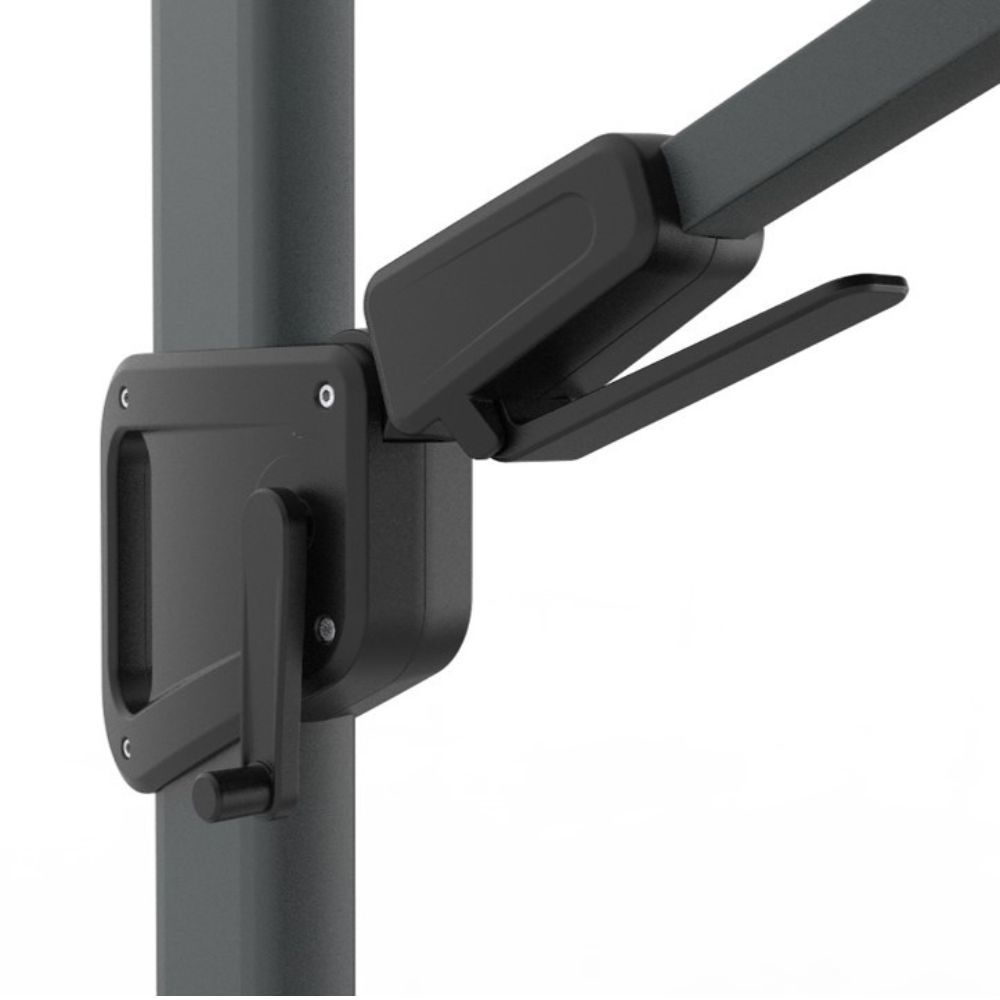 Milano zweefparasol | Ø350cm rond met Modena parasolvoet 90kg | Light Grey