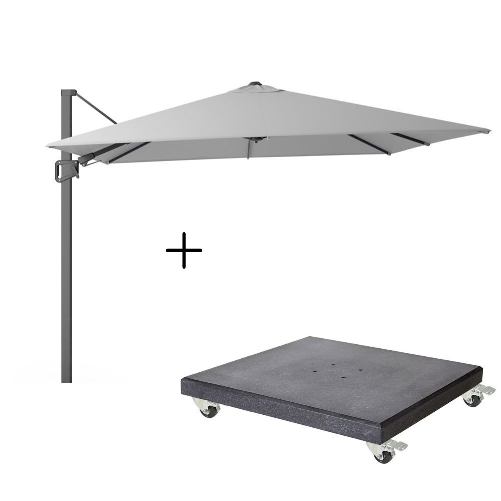 Milano zweefparasol | 300x300cm met Modena parasolvoet 90kg | Light Grey