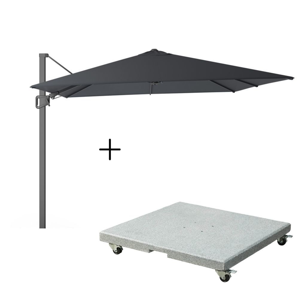 Milano zweefparasol 300x300cm antraciet + Premium Salerno parasolvoet 90kg