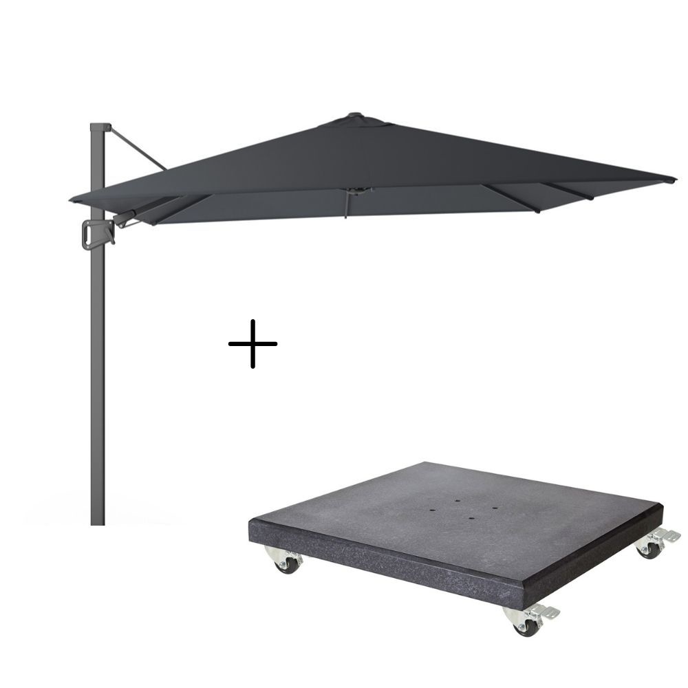 Milano zweefparasol 300x300cm antraciet + Premium Modena parasolvoet 90kg